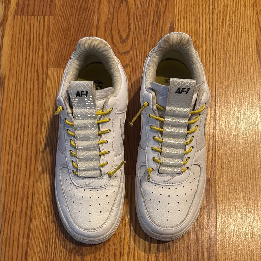 Nike AF-1 White Sneakers with Yellow Laces
